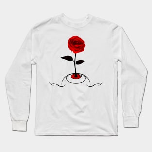 Red Rose Blooming From Eye / Light Clothes Long Sleeve T-Shirt